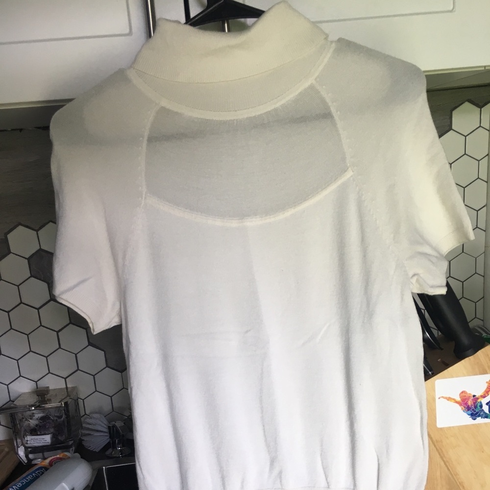 White House Black Market Cream Turtleneck top